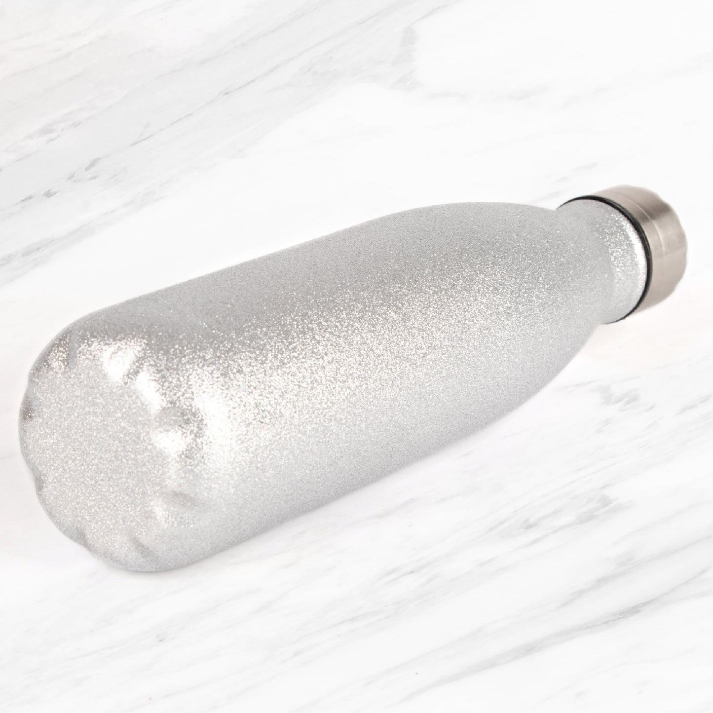 Metal Water Bottle 500ml - Silver Glitter