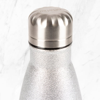 Metal Water Bottle 500ml - Silver Glitter