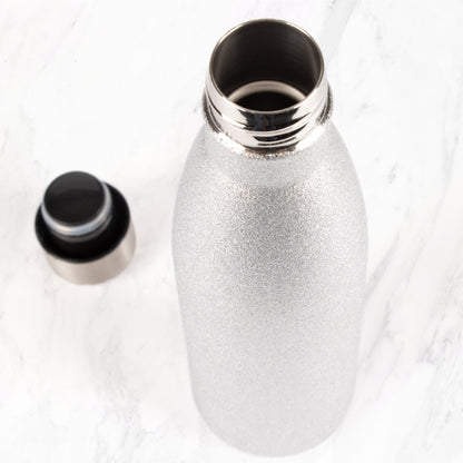 Metal Water Bottle 500ml - Silver Glitter