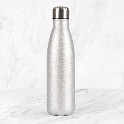 Metal Water Bottle 500ml - Silver Glitter