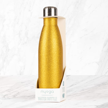 Metal Water Bottle 500ml - Gold Glitter