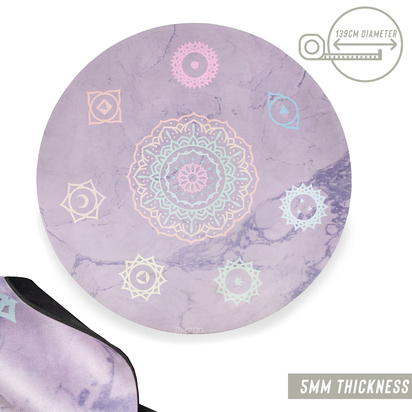 Round Chakra Yoga Mat - 139cm Diameter