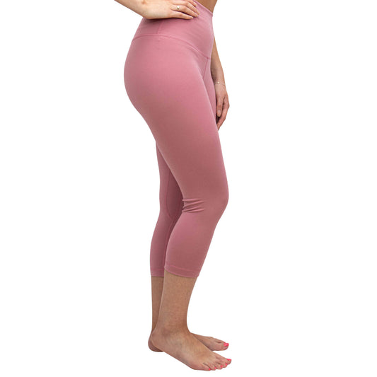 High Waist Capri Yoga Leggings - Indian Red