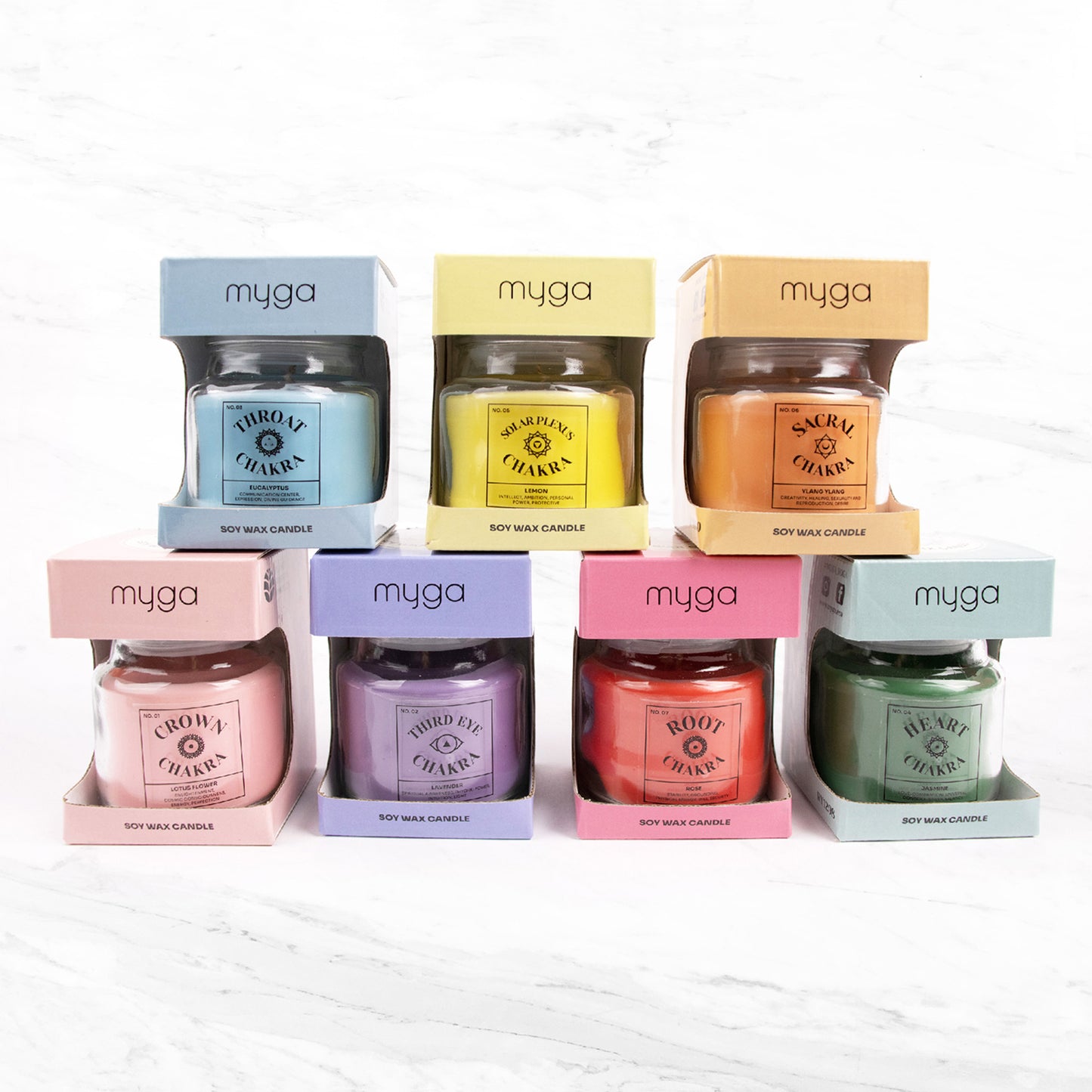 Seven Chakra Candles - 9cm x 6cm (Sold as a single fragrance)