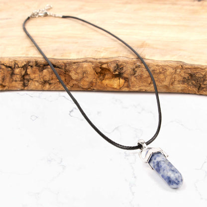 Crystal Pendant Necklace - Blue Spot Jasper