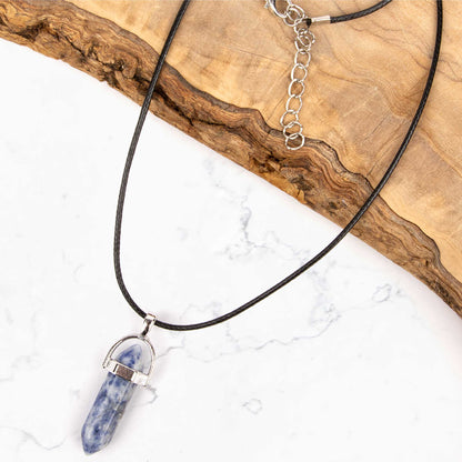 Crystal Pendant Necklace - Blue Spot Jasper