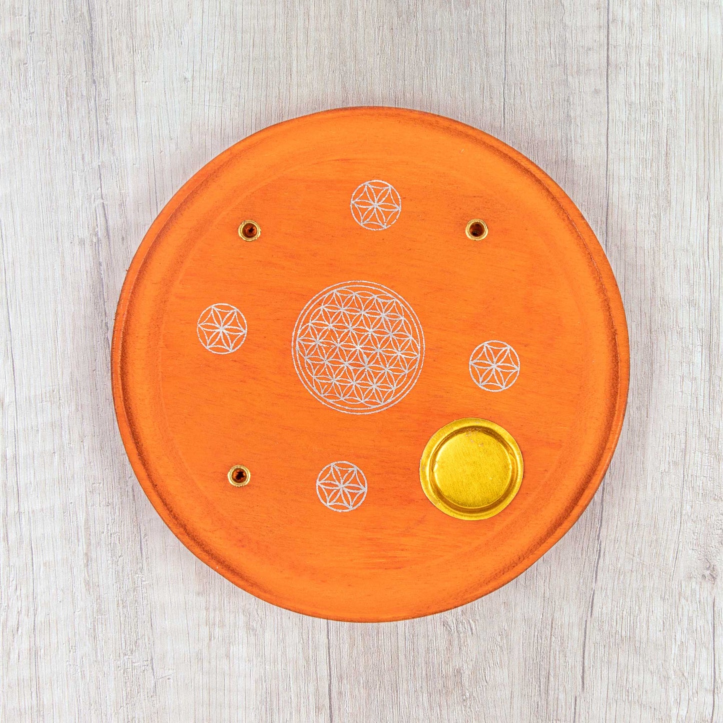 Incense Cone Plate - Flower Of Life Orange