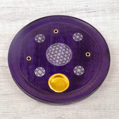 Incense Cone Plate - Flower Of Life Purple
