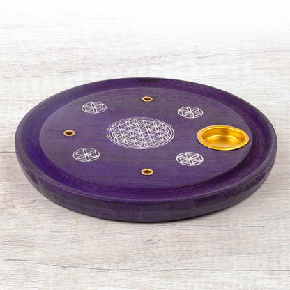 Incense Cone Plate - Flower Of Life Purple