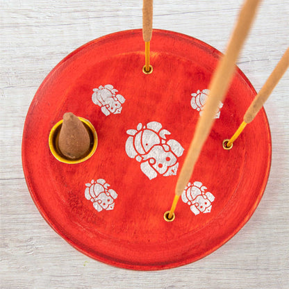 Incense Cone Plate - Elephant Red