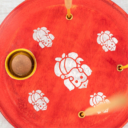 Incense Cone Plate - Elephant Red
