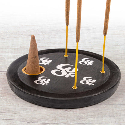 Incense Cone Plate - Om Black