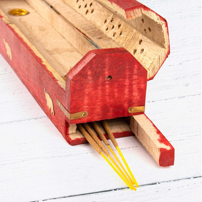 Wooden Incense Box - Red