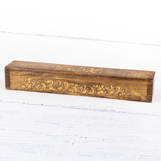 Wooden Incense Box - Floral Carving