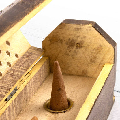 Wooden Incense Box - Stained Ornament Cutout
