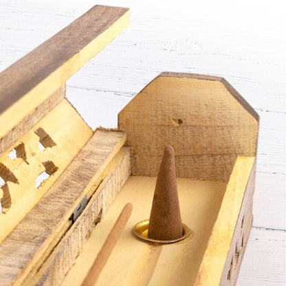 Wooden Incense Box - Decorative Cutouts