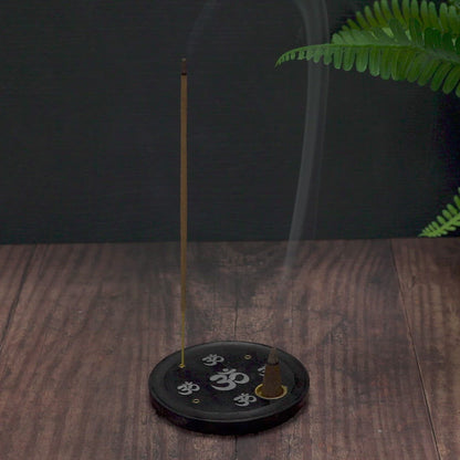 Incense Cone Plate - Om Black