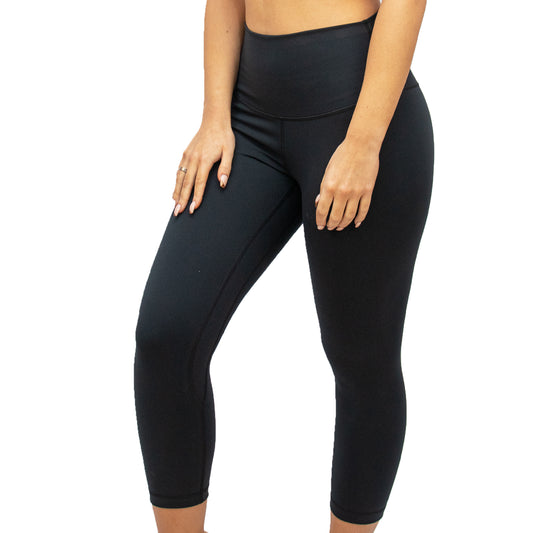 High Waist Capri Yoga Leggings - Black