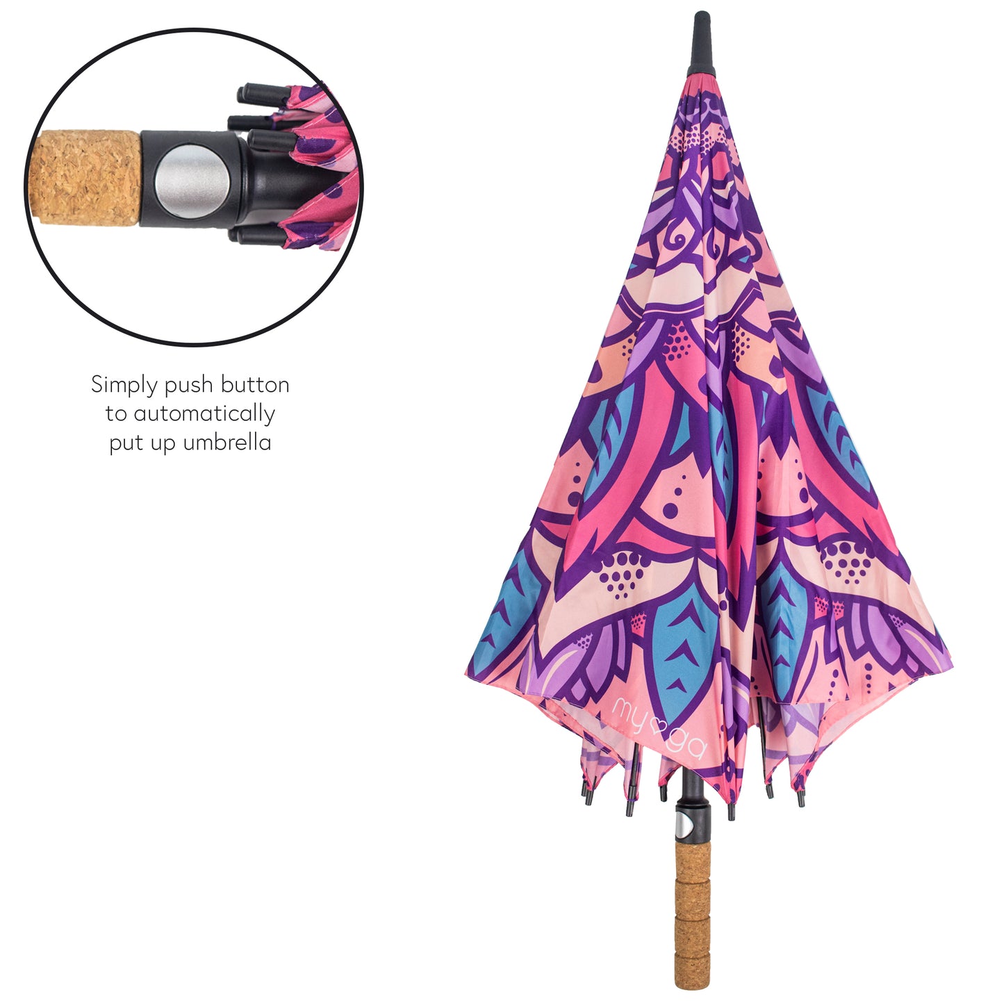 Mandala Umbrella with Cork Handle